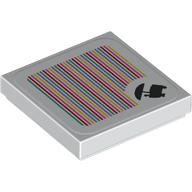 Lego Tile 2 x 2 with Sweets Wagon and Barcode Print (Sticker)