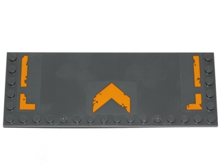 Lego Tile, Modified 6 x 16 with Studs on Edges with Yellow Worn Arrow and Stripes on Sides Pattern (Stickers) - Set 75171