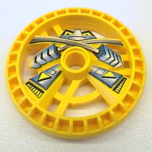 Lego Technic Disc 5 x 5 Notched, Ninja Print / Yellow
