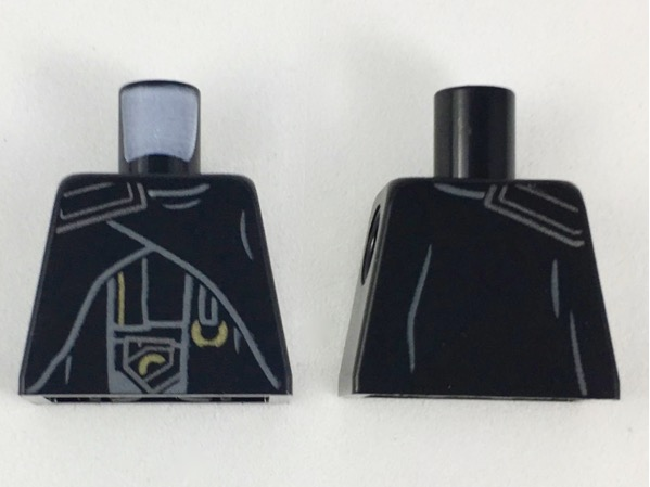 Lego Torso Hylobon Armor with Dark Bluish Gray and Gold Details Pattern / Black