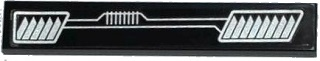 Lego Tile 1 x 6 with Silver Vents and Lines Pattern Model Right Side (Sticker) - Set 60085 / Black