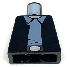 Lego Torso SW Vest Open over Sand Blue Shirt with Collar, Dark Brown Belt with Silver Buckle, Light Nougat Neck Pattern / Black