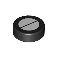 Lego Tile Round 1 x 1 with 2 Silver Half Circles/ Screw Head Print