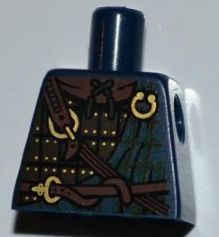 Lego Torso Armor Vest with Dark Green Tartan Kilt, Brown Belts and Gold Buckles Pattern / Dark Blue