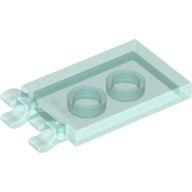 Lego Tile Special 2 x 3 with 2 Clips [Thick Open O Clips] / Trans-Light Blue