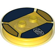 Lego Function Brick Round 4 x 4 x 2/3 with 2 Studs and Overlapping "NS" Monogram Print / Trans-Yellow