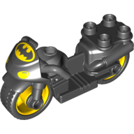 Lego Duplo Motorcycle with Rubber Wheels, Windscreen and Batman Logo, Headlights Print / Black
