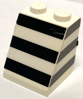 Lego Slope 65 2 x 2 x 2 without Bottom Tube with 3 Horizontal Black Stripes Pattern Model Right Side (Stickers) - Set 1554