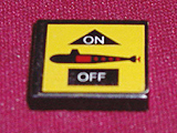 Lego Tile 2 x 2 with Black Submarine on Yellow Background Pattern (Sticker) - Set 8480 / Black