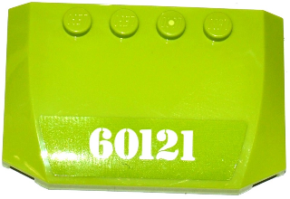 Lego Wedge 4 x 6 x 2/3 Triple Curved with White '60121' Pattern (Sticker) - Set 60121 / Lime