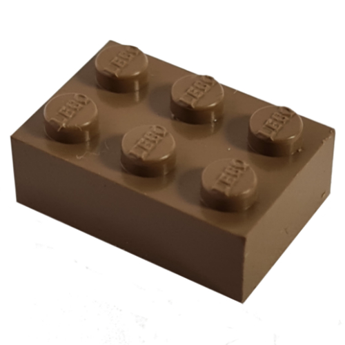 Lego Modulex Brick 2 x 3 with LEGO on Studs / Modulex Brown