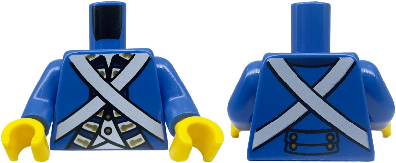 Lego Torso Imperial Soldier Uniform Jacket with Dark Blue, Gold, and White Trim over Vest with Buttons, Crossbelts Pattern (Bluecoat) / Blue Arms / Yellow Hands