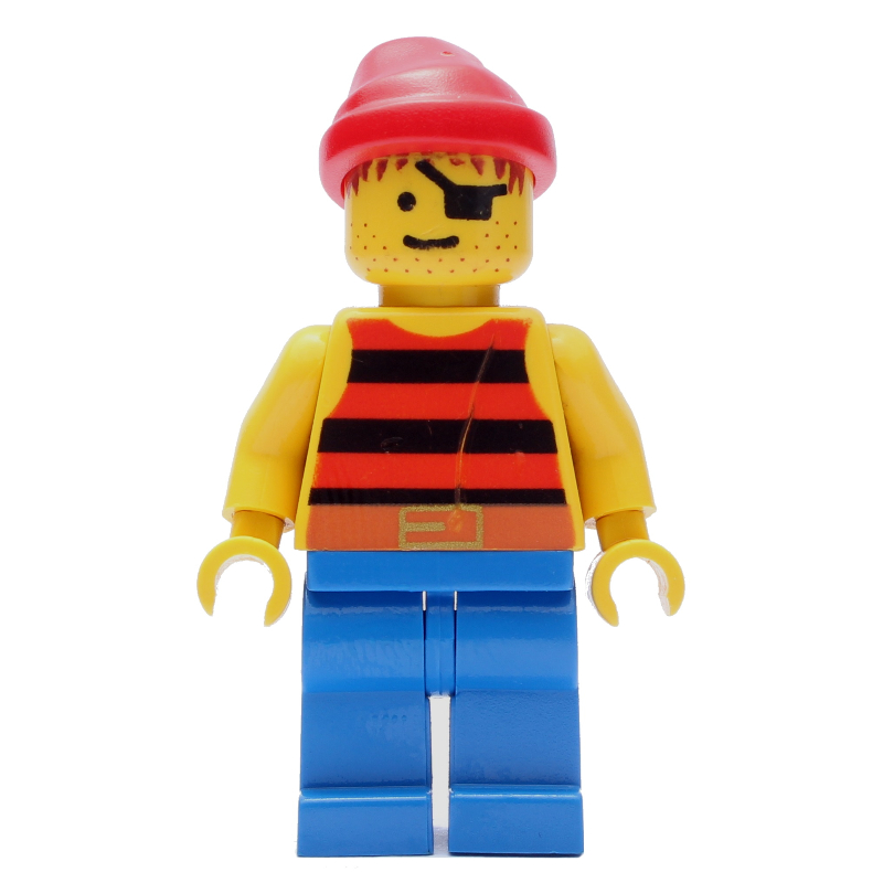 Lego Pirate - Red/Black Stripes, Blue Legs, Red Bandana