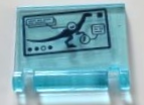 Lego Minifigure, Utensil Book Cover with Computer Screen with Dinosaur Therizinosaurus and Text in Open Windows Pattern (Sticker) - Set 76949 / Trans-Light Blue