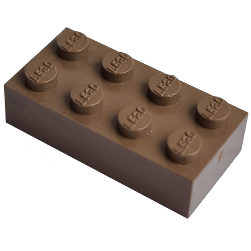 Lego Modulex Brick 2 x 4 with LEGO on Studs / Modulex Terracotta