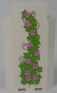 Lego Panel 3 x 3 x 6 Corner Wall without Bottom Indentations with Ivy Trunks with 10 Magenta Flowers Pattern 2 (Sticker) - Set 41055