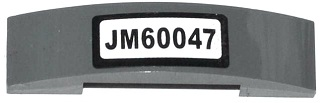 Lego Slope, Curved 4 x 1 x 2/3 Double with 'JM60047' Pattern (Sticker) - Set 60047 / Dark Bluish Gray