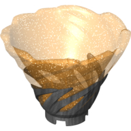 Lego Cone Reverse, Spinner, with Marbled Glitter Trans-Orange Pattern / Pearl Titanium