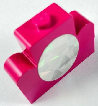 Lego Stickered Assembly 4 x 1 x 3 with Holographic Silver Oval Mirror Pattern (Sticker) - Set 7577
