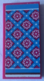 Lego Tile 2 x 4 with Bedspread with Magenta Flowers and Medium Blue Stripes Pattern (Sticker) - Set 41126 / Magenta