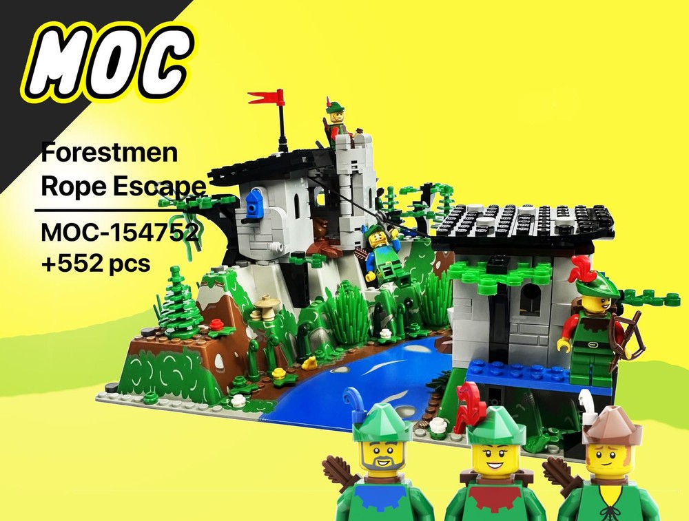 Lego Forestmen Rope Escape Hideout | Zipline over Canyon | Mountain | Castle | Robin Hood | Tower | Fortress | Lego (6066,6071,6077,6054)