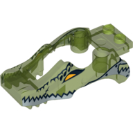 Lego Fairing, Fly Wheel, Crocodile Shape with Silver Crocodile Print