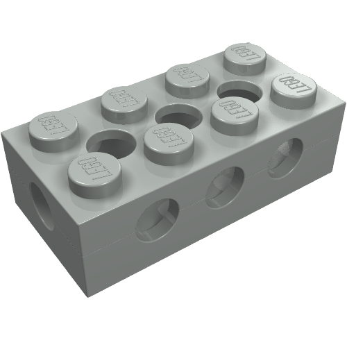 Lego Technic Brick 2 x 4 with Top/Side/End Holes and Solid Studs / Light Gray