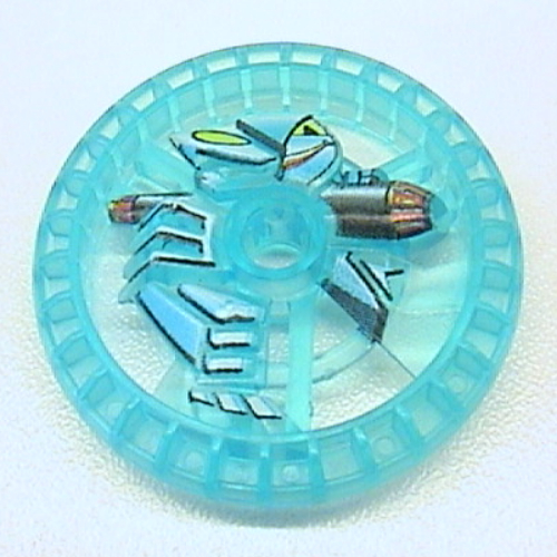 Lego Technic Disc 5 x 5 Notched, Skeleton Print / Trans-Light Blue