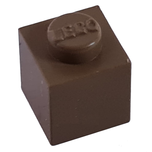 Lego Modulex Brick 1 x 1 with LEGO on Stud / Modulex Brown