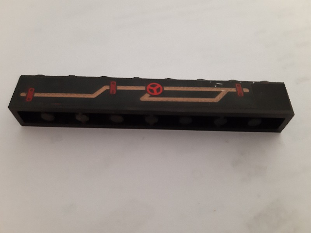 Lego Brick 1 x 8 with Steam Pipes Pattern Model Left Side (Sticker) - Set 3225