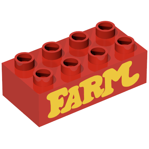 Lego Duplo Brick 2 x 4 with 'FARM' Print