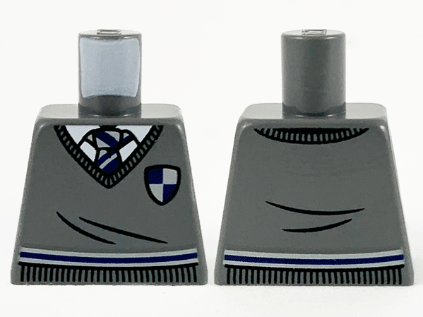 Lego Torso Harry Potter Sweater and Tie, Ravenclaw Shield and Stripe Pattern / Dark Bluish Gray