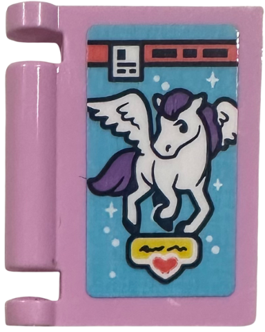 Lego Minifigure, Utensil Book Cover with Comic with White and Medium Lavender Pegasus on Medium Azure Background Pattern (Sticker) - Set 42674