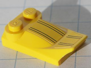 Lego Slope, Curved 3 x 2 x 2/3 with 2 Studs, Wing End with 8 Black Stripes Pattern (Stickers) - Set 8122