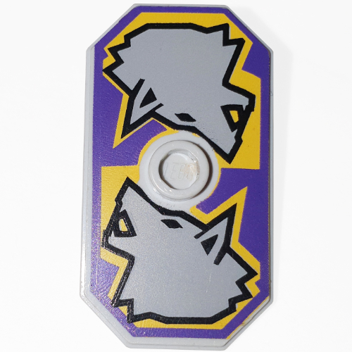 Lego Shield Rectangular with Stud, Knights Kingdom Danju Wolf Print / Very Light Bluish Gray
