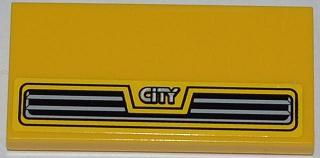 Lego Tile 2 x 4 with Grille and 'CITY' Half Height Pattern (Sticker) - Set 60018