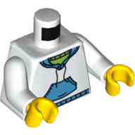 Lego Torso Hooded Sweatshirt with Medium Blue Pocket and Drawstring Front, Medium Blue Hood Back Print, White Arms, Yellow Hands / White