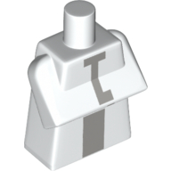 Lego Torso Special, Long with Folded Arms with Light Bluish Gray Stripe Print / White