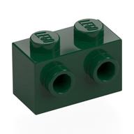 Lego Brick Special 1 x 2 with 2 Studs on 1 Side / Dark Green