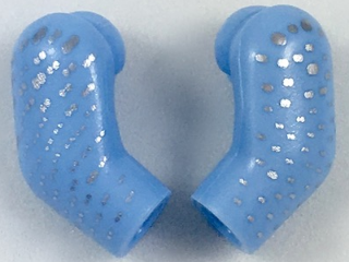 Lego Arm, (Matching Left and Right) Pair with Silver Speckles Pattern / Bright Light Blue