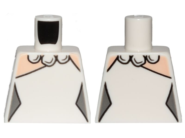 Lego Torso Female Outline, Dress and Stone Necklace Pattern (Wilma Flintstone) / White