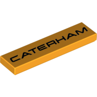 Lego Tile 1 x 4 with Black 'CATERHAM' Print / Bright Light Orange