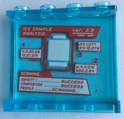 Lego Panel 1 x 4 x 3 with Side Supports - Hollow Studs with 'ICE SAMPLE ANALYSIS' SCANNING...' and Statistics Display Pattern (Sticker) - Set 60194