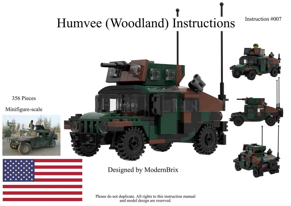 Lego Humvee Woodland Custom Military Building Instructions