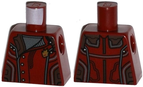 Lego Torso Jacket with Silver Side Buttons and Gold Badge Pattern / Dark Red