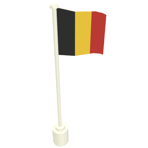 Lego Flag on Flagpole with Belgium Print / White