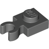 Lego Plate Special 1 x 1 with Clip Vertical [Thick Open O Clip] / Dark Bluish Gray