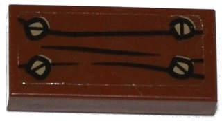 Lego Tile 1 x 2 with Wood Grain and 4 Dark Tan Screws Pattern (Sticker) - Set 79008