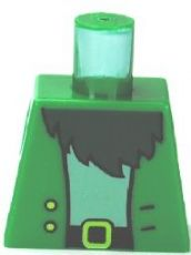 Lego Torso SpongeBob Jacket with Two Buttons over Light Blue Shirt and Dark Green Beard Pattern / Green