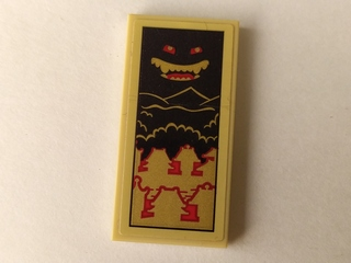 Lego Tile 2 x 4 with Gold Houses, Black Sky and Garmadon Face Pattern (Sticker) - Set 70643 / Tan